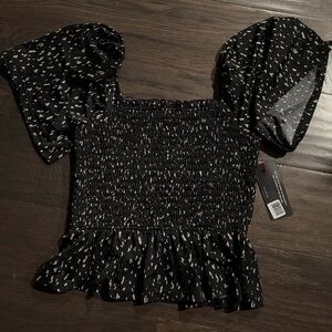Mittoshop Black and White Smocked Blouse
